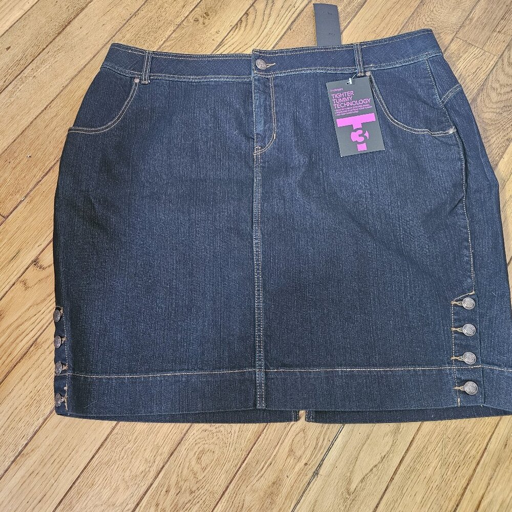 Lane Bryant Tighter Tummy Technology Dark Denim Skirt Women's Size 24 Plus Size
